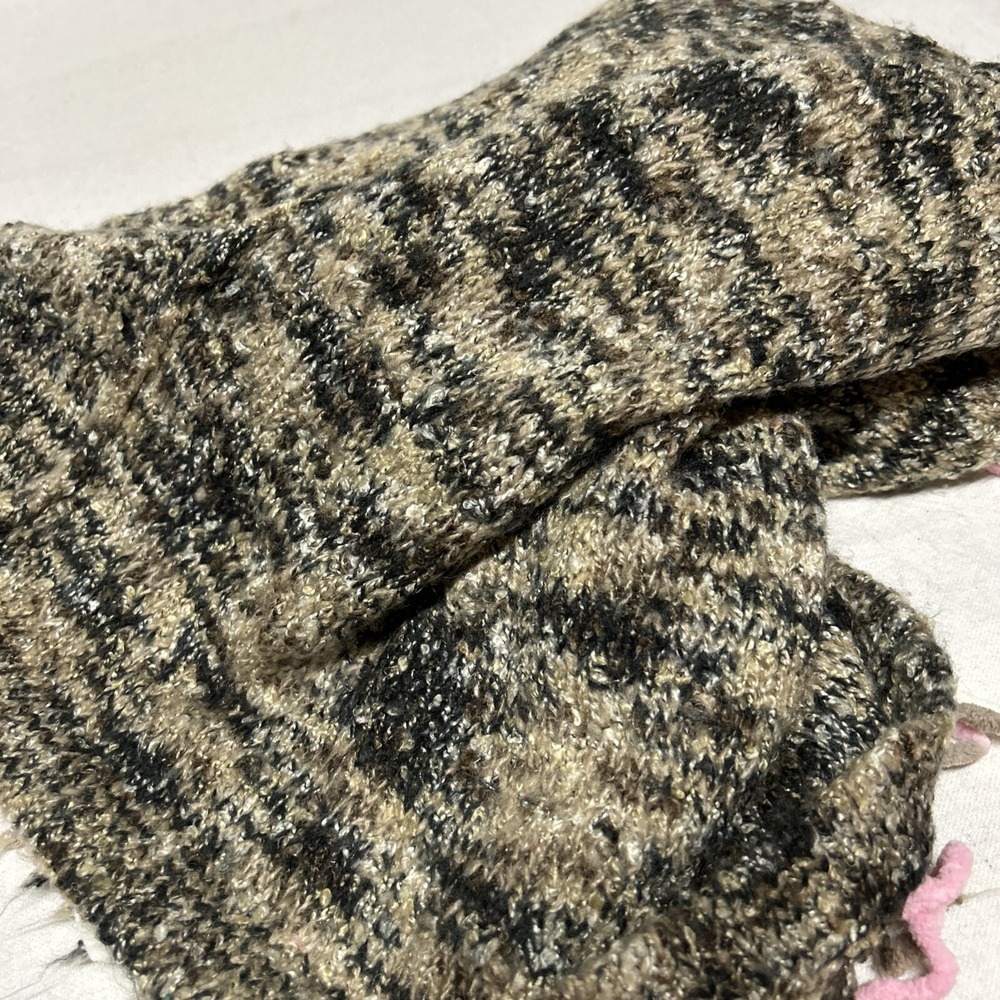I.N.C Shaggy‎ Funky Knit Short Sweater Open Front Neutral Colors Pink Accents - Picture 7 of 12
